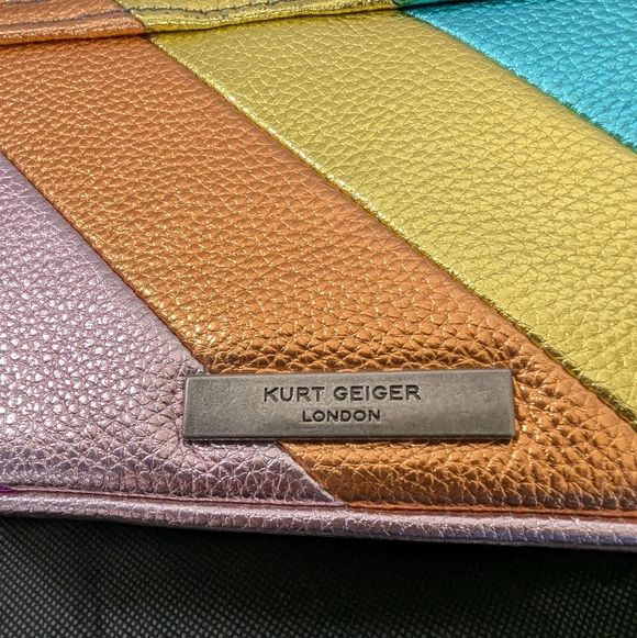 Kurt Geiger London Mini Kensington Metallic Rainbow Striped Crossbody Bag - Picture 5 of 11